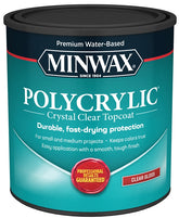 Minwax Polycrylic 65555444 Protective Finish Paint, Gloss, Liquid, Crystal Clear, 1 qt, Can